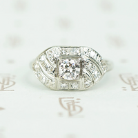 Lovely Details Low Profile Diamond Art Deco Ring