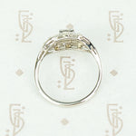 Lovely Details Low Profile Diamond Art Deco Ring