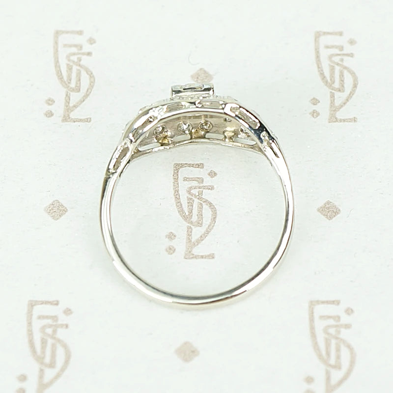 Lovely Details Low Profile Diamond Art Deco Ring