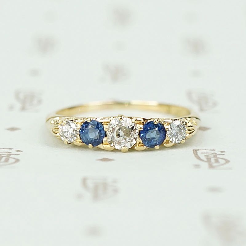 Romantic Edwardian Diamond and Sapphire Band