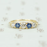 Romantic Edwardian Diamond and Sapphire Band
