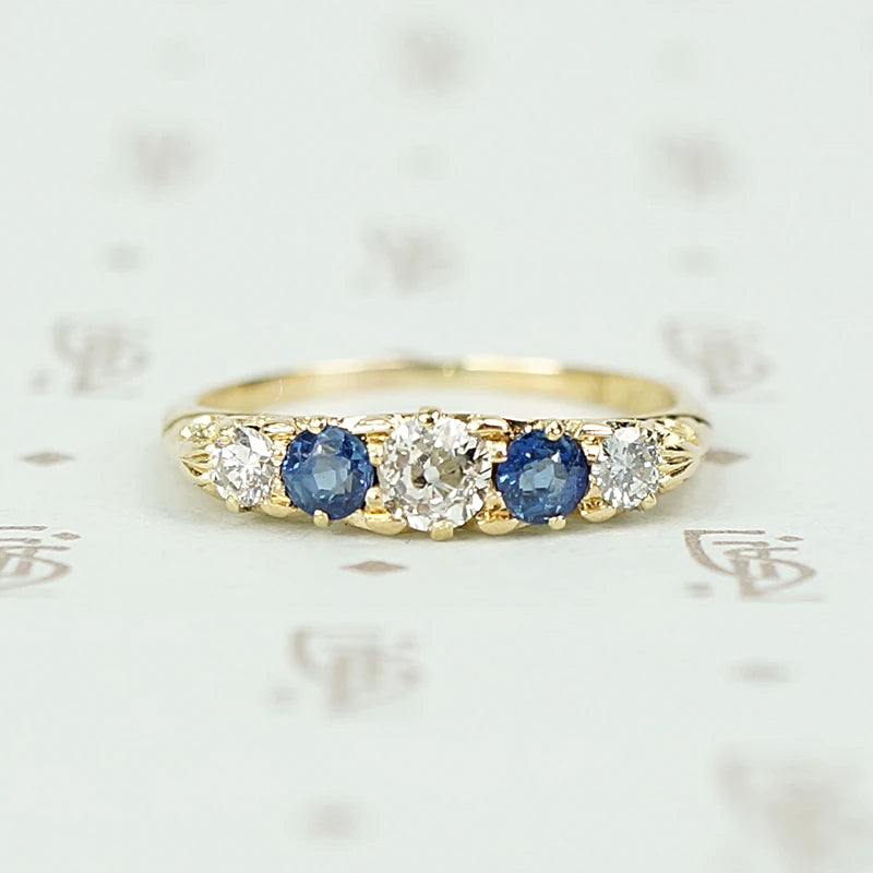 Romantic Edwardian Diamond and Sapphire Band