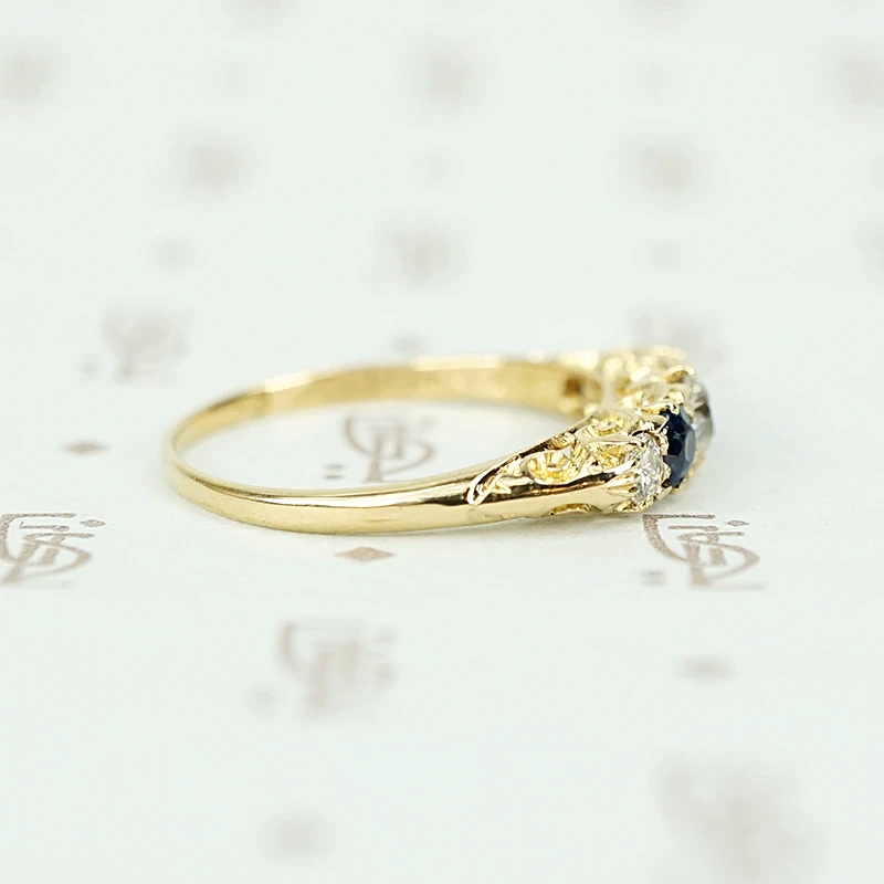 Romantic Edwardian Diamond and Sapphire Band