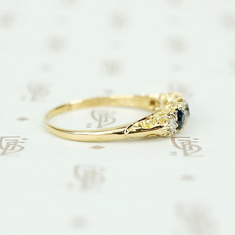 Romantic Edwardian Diamond and Sapphire Band