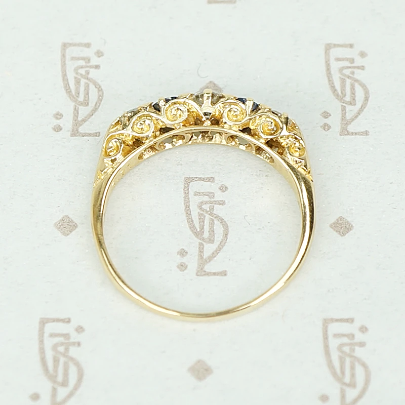 Romantic Edwardian Diamond and Sapphire Band