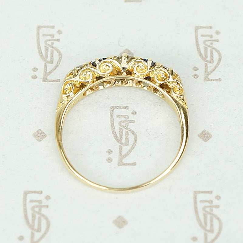 Romantic Edwardian Diamond and Sapphire Band