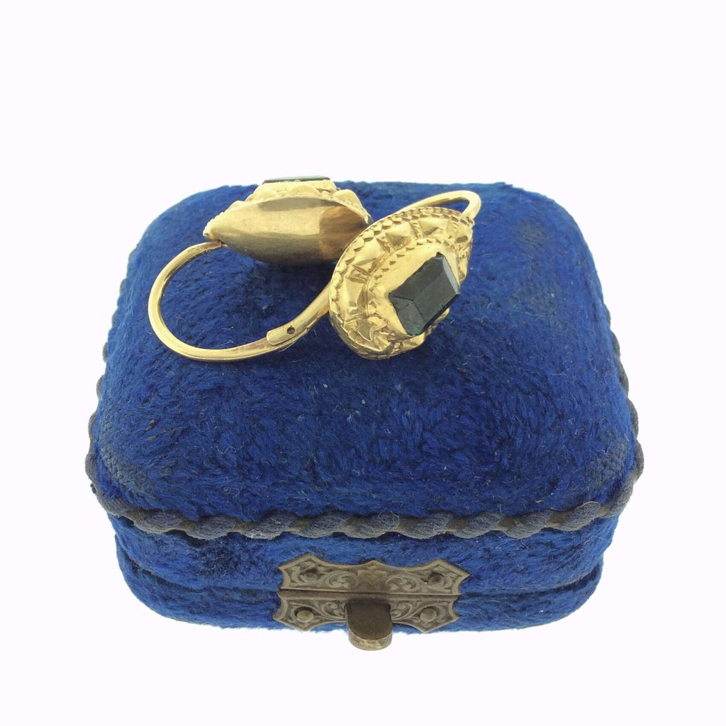 Georgian 18k Gold and Emerald Earrings in Original fitted Box