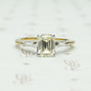 VVS2 U/V .97 carat emerald step cut gia crtified diamond engagement ring in 18k yellow gold and platinum