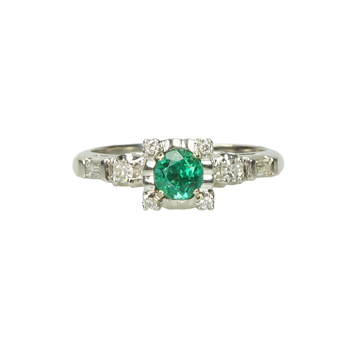 Vintage 1940's Emerald Engagement Ring