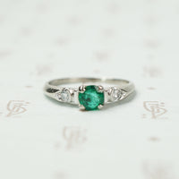 Emerald and Diamond Platinum Engagement Ring