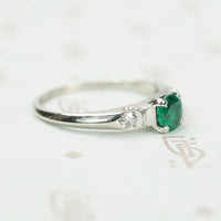 Emerald and Diamond Platinum Engagement Ring
