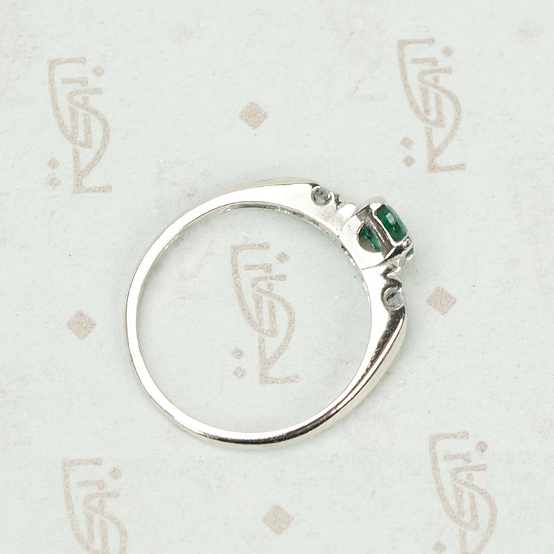Emerald and Diamond Platinum Engagement Ring