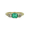 Emerald and Old Mine Diamond Ring