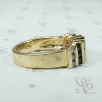 Wide Gold Band Set with Emeralds and Diamonds