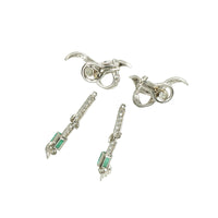 Platinum Emerald and Diamond Fine Vintage Earrings - Gem Set Love
