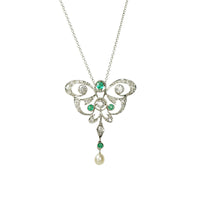 Belle Epoque Platinum diamond and emerald pendant