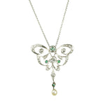 Edwardian Diamond and Emerald Platinum Pendant - Gem Set Love