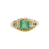 Vintage Victorian Emerald and Mine Cut Diamond Ring