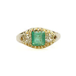 Vintage Victorian Emerald and Mine Cut Diamond Ring