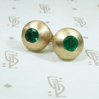 Gold Dome Emerald Statement Studs