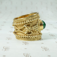 Cabochon Emerald 18k Gold Cigar Band