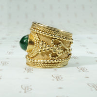 Cabochon Emerald 18k Gold Cigar Band