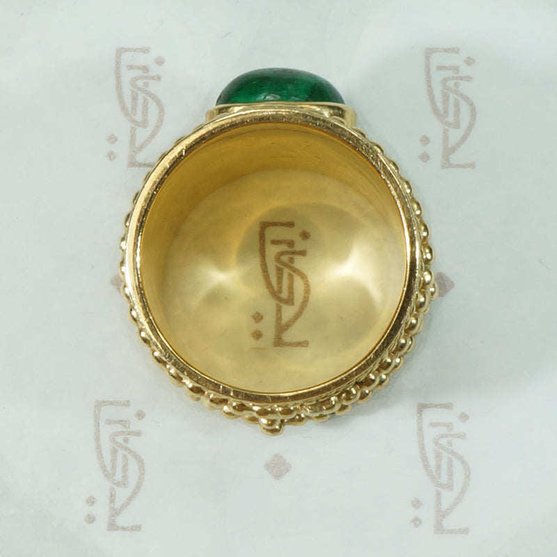 Cabochon Emerald 18k Gold Cigar Band