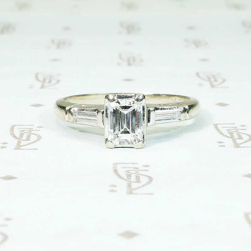 Elegant Emerald Cut Diamond Vintage Engagement Ring