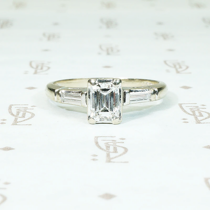 Elegant Emerald Cut Diamond Vintage Engagement Ring