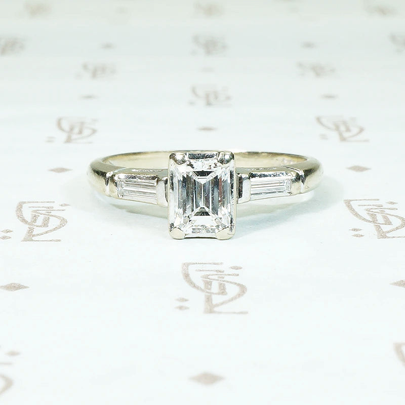 Elegant Emerald Cut Diamond Vintage Engagement Ring
