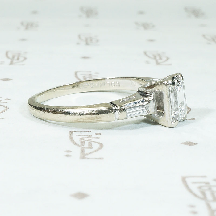 Elegant Emerald Cut Diamond Vintage Engagement Ring