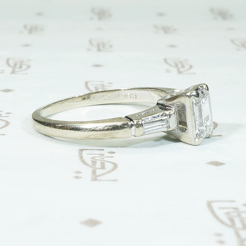Elegant Emerald Cut Diamond Vintage Engagement Ring