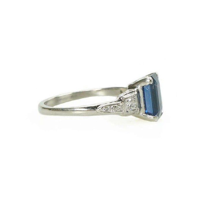 1940's Platinum and Diamond Ring with 2 carat Sapphire