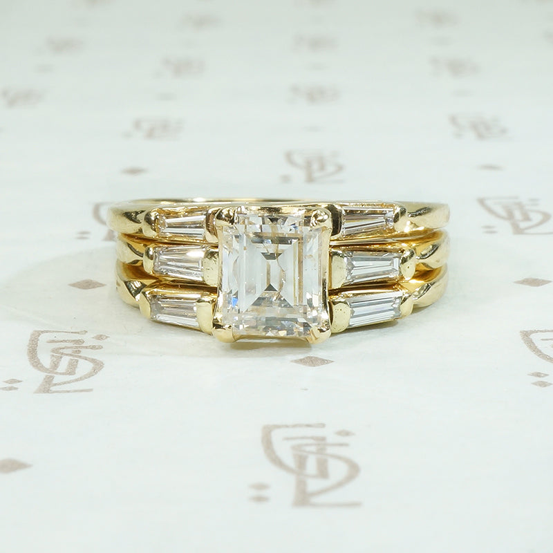 Emerald Cut Diamond Wedding Set