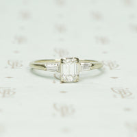 Vintage Emerald Cut Diamond Wedding Set