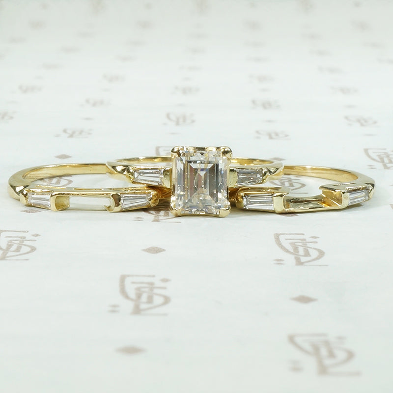 Emerald Cut Diamond Wedding Set