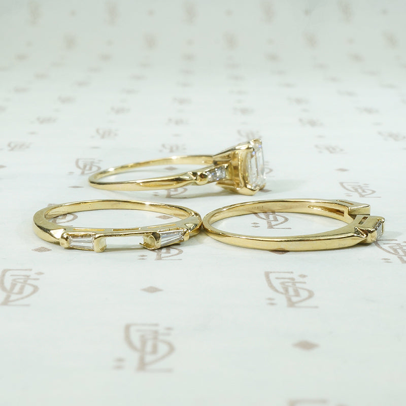 Emerald Cut Diamond Wedding Set