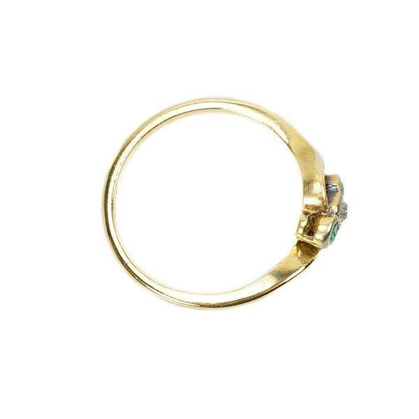 Edwardian 15ct Yellow Gold Emerald and Diamond Ring