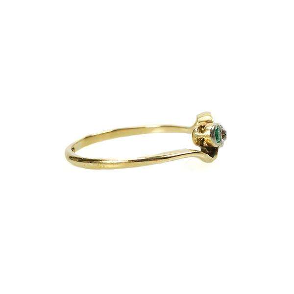 Edwardian 15ct Yellow Gold Emerald and Diamond Ring