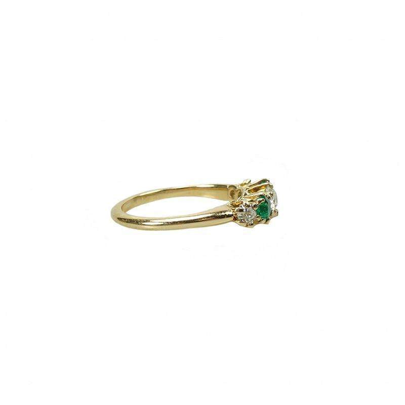 Antique Diamond and Emerald Gold Ring