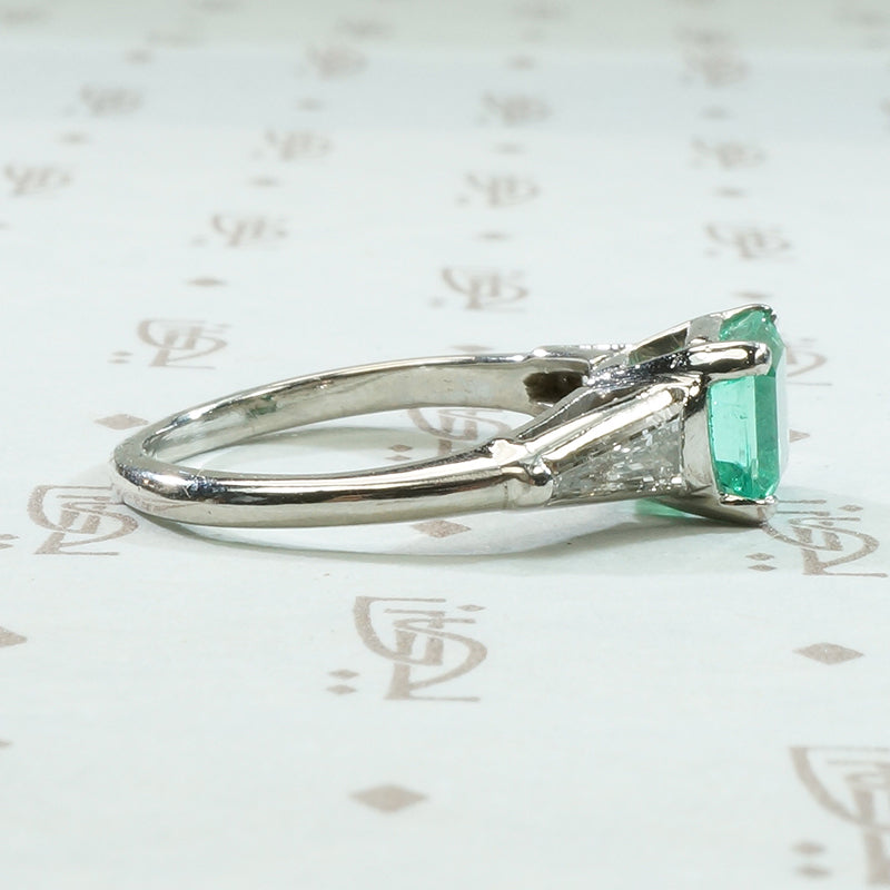 Green Beauty Emerald and Diamond Engagement Ring