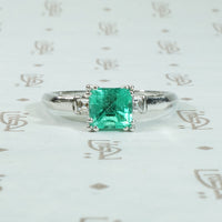 Vintage Emerald and Platinum Engagement Ring