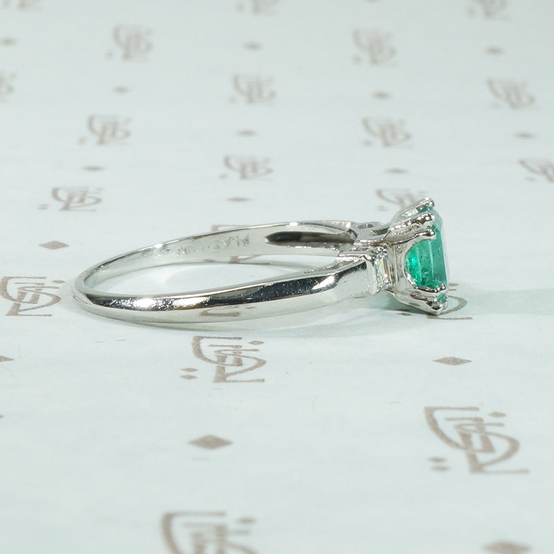 Vintage Emerald and Platinum Engagement Ring