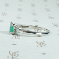 Vintage Emerald and Platinum Engagement Ring