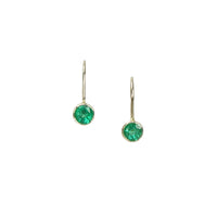 Delicate White Gold Drop Earrings set with Vintage Emeralds - Gem Set Love
