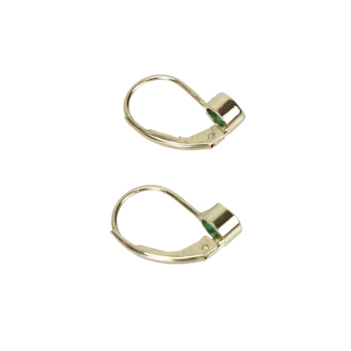 Delicate White Gold Drop Earrings set with Vintage Emeralds - Gem Set Love