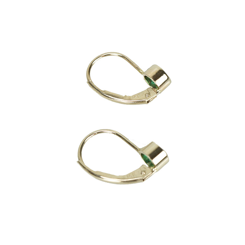 Delicate White Gold Drop Earrings set with Vintage Emeralds - Gem Set Love