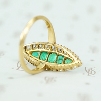 Brightest Emerald and Diamond Navette Ring