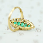 Brightest Emerald and Diamond Navette Ring