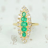 Brightest Emerald and Diamond Navette Ring